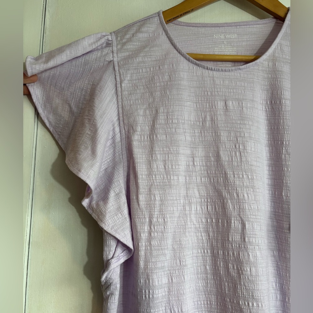 Nine West Light Purple Ruffle Sleeve Blouse - Picture 3 of 6
